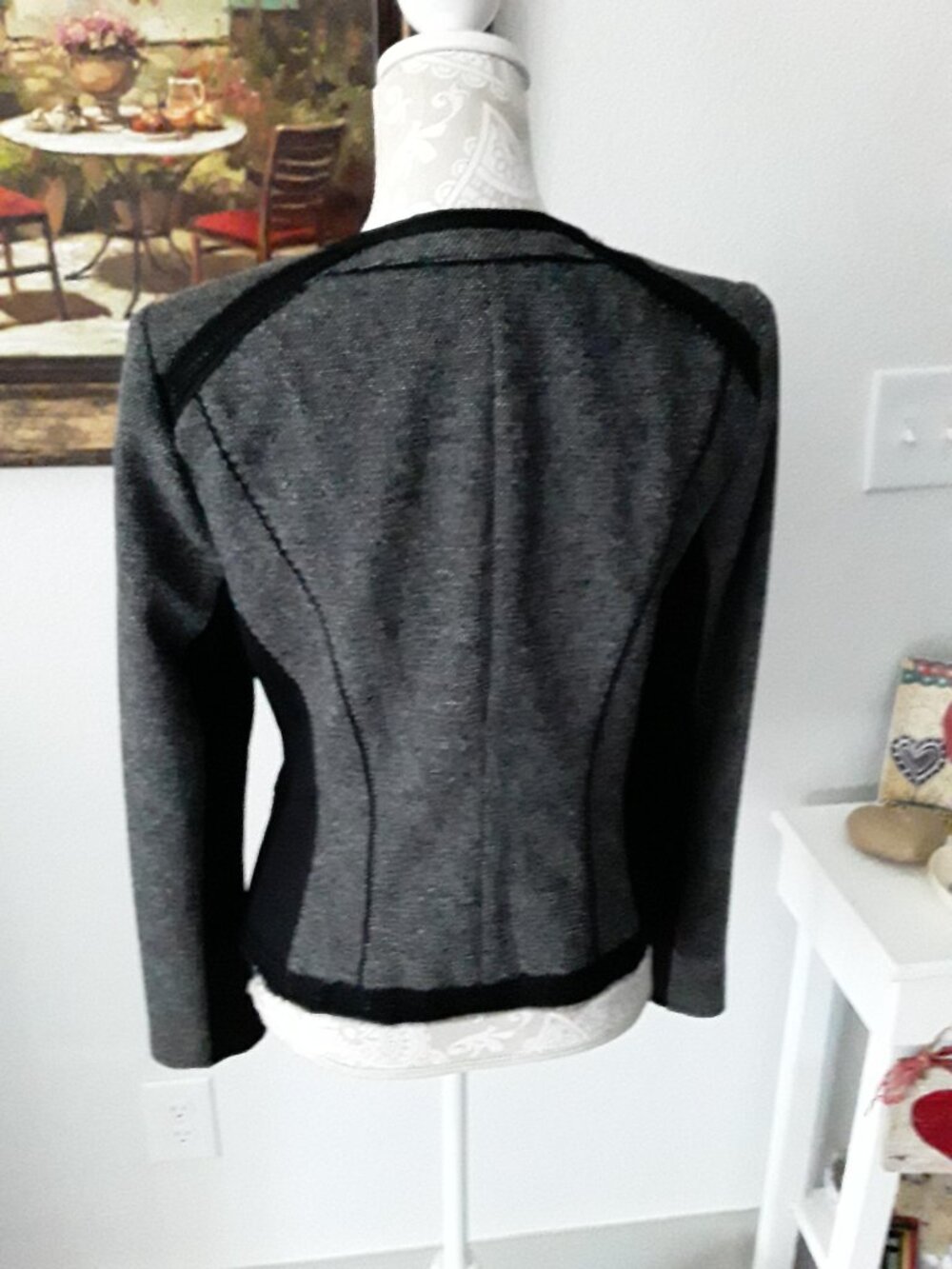 White House Black Market lace accent zipper jacket size 10 - Picture 11 of 14